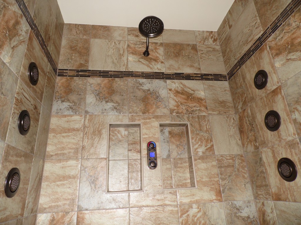 Tile Shower with Custom Moen Faucets - Digital Showering