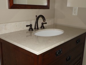 Bathroom Vanity with Quartz counter top and Oil Rubbed Bronze faucet