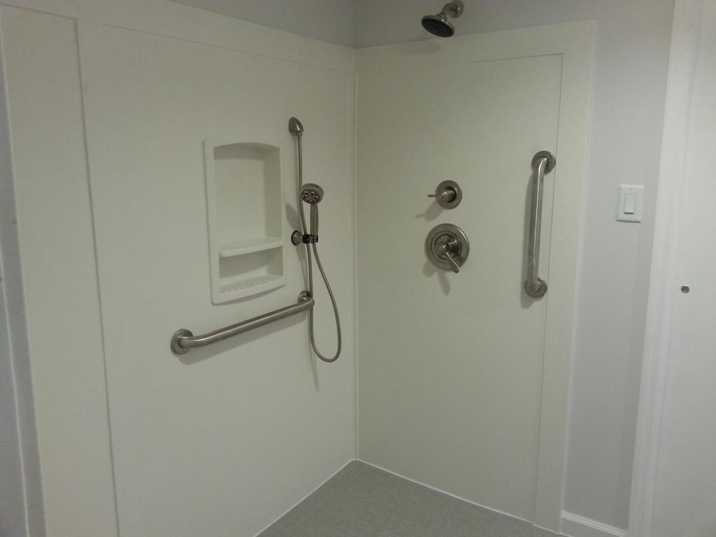 roll in shower installation with grab bars in mechanicsburg, pa